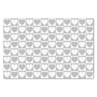 Gray and White Checkered Pattern With Hearts Tissue Paper