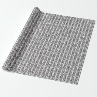 Gray and White Vintage Deco Fan Pattern