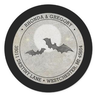 Gray Bats Wedding Round Address  Classic Round Sticker
