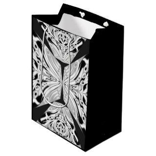 Gray Black And White Butterfly Winged Abstract  Medium Gift Bag