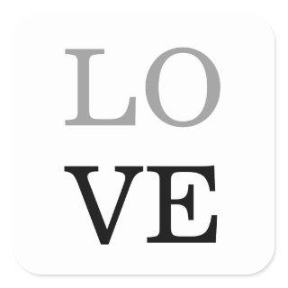 Gray Black Script Love Wedding  Square Sticker