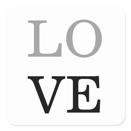 Gray Black Script Love Wedding  Square Sticker