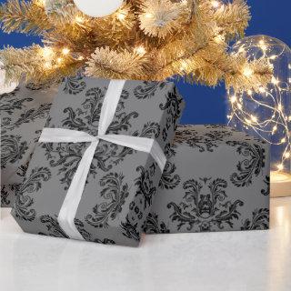 Gray Black vintage damask pattern