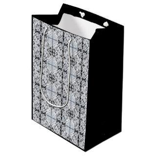 Gray Black White Curly Abstract Repeat Pattern  Medium Gift Bag
