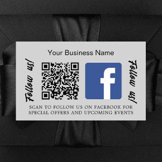 Gray business name qr code Facebook Rectangular Sticker