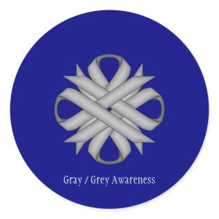 Gray Clover Ribbon by Kenneth Yoncich Classic Round Sticker