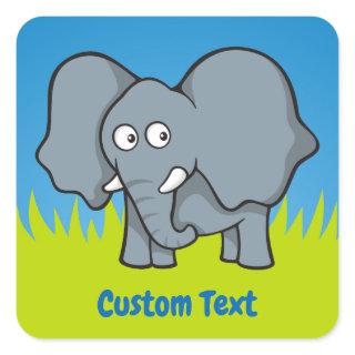 Gray elephant cartoon square sticker