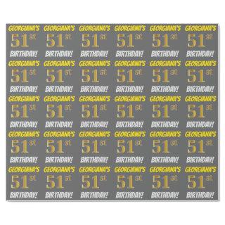 Gray, Faux/Imitation Gold, "51st BIRTHDAY"