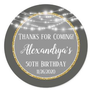 Gray Gold Birthday Thanks For Coming Favor Tags