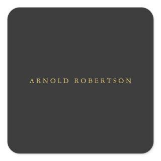 Gray Gold Color Professional Add Name Square Sticker