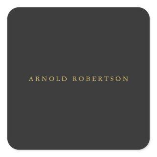 Gray Gold Color Professional Add Name Square Sticker