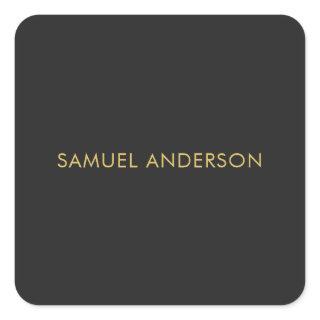 Gray Gold Color Professional Add Name Square Sticker