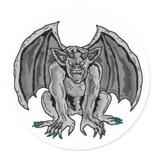 Gray/Grey Gargoyle Classic Round Sticker