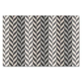 Gray Herringbone Alternating Stripes Pattern Tissue Paper