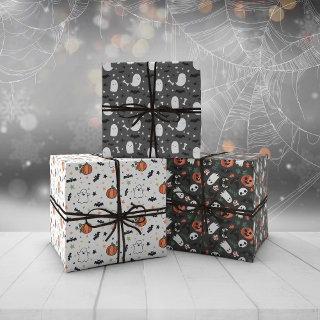 Gray Mixed Halloween Patterns Ghost Pumpkins  Sheets