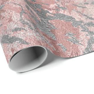 Gray Molten Silver Blush Pink Marble Shiny Metal