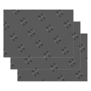 Gray Name & Monogram Pattern  Sheets