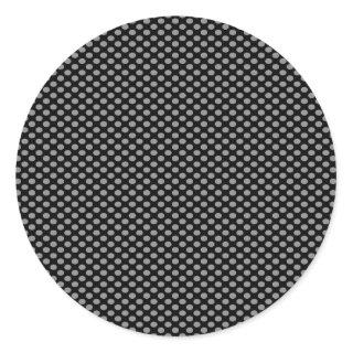 Gray Polka Dots on Black Classic Round Sticker
