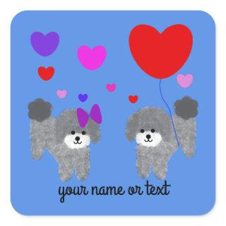 Gray Poodle Valentine #2-3 Stickers