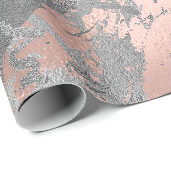 Gray Rose Pink Silver Marble Shiny Metallic Stroke