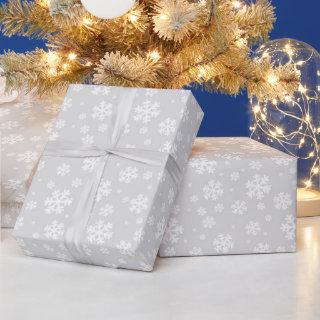 Gray Silver & White Festive Christmas Snowflakes