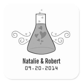 Gray Sweet Chemistry Wedding Stickers