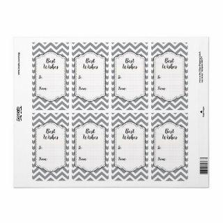 Gray & White Thick Chevron Wedding Birthday V2 Label