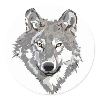 Gray Wolf Design Classic Round Sticker