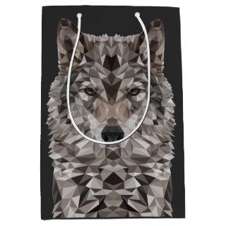 Gray Wolf Geometric Portrait Medium Gift Bag