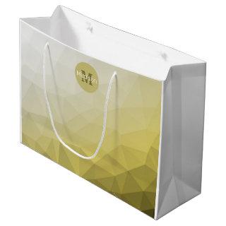 Gray Yellow ombre Mesh cool Pattern Monogram Large Gift Bag