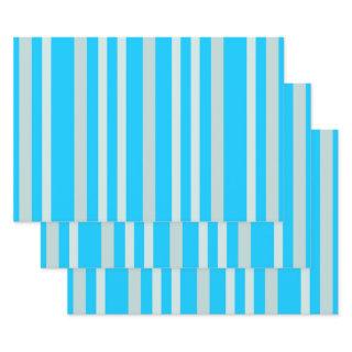 Grayish Gray Green Line Stripes On Sky Blue   Sheets