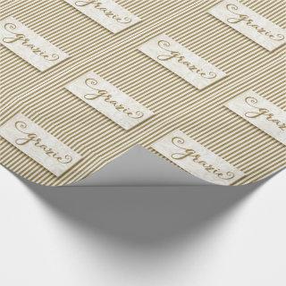 Grazie Typography with Soft Taupe Cream Stripes