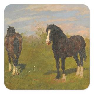 Grazing Horses (by Rosa Bonheur) Square Sticker