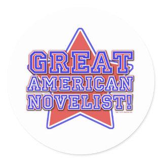 Great American Novelist Writer Star Design Classic Round Sticker