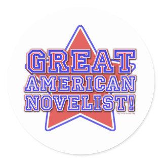 Great American Novelist Writer Star Design Classic Round Sticker