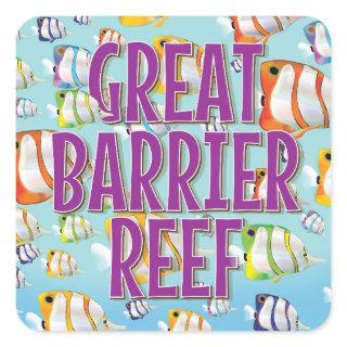 Great Barrier Reef cartoon travel poster Square Sticker