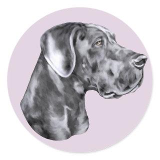 Great Dane Blue Uncropped Classic Round Sticker
