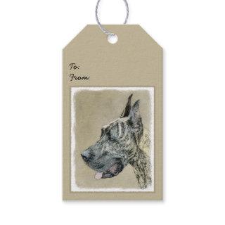 Great Dane (Brindle) Painting - Original Dog Art Gift Tags