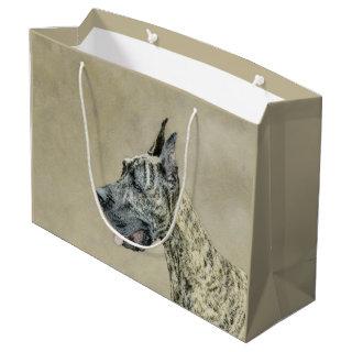 Great Dane (Brindle) Painting - Original Dog Art Large Gift Bag