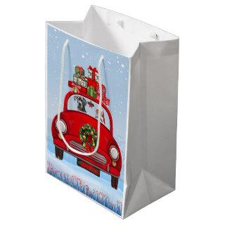 Great Dane Dog In Car With Santa Claus Medium Gift Bag