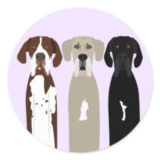 Great Dane Dogs Classic Round Sticker