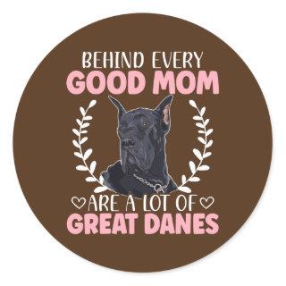 Great Dane Mom Dog Head  Classic Round Sticker