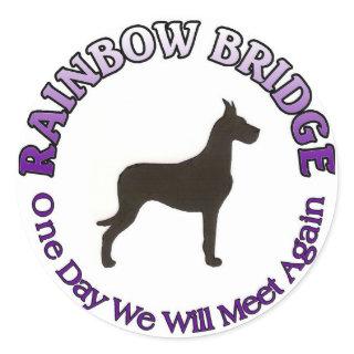 GREAT DANE RAINBOW BRIDGE SYMPATHY CLASSIC ROUND STICKER