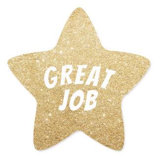Great Job Gold Star Faux Glitter Star Sticker