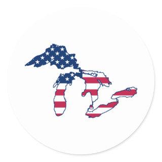Great Lakes American Flag Classic Round Sticker