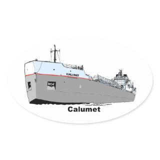 Great Lakes Freighter Calumet ex-Roesch Oval Sticker