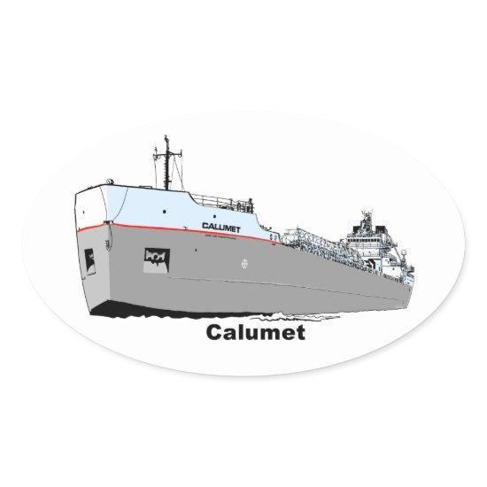 Great Lakes Freighter Calumet ex-Roesch Oval Sticker