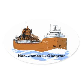 Great Lakes freighter Hon. James L. Oberstar Oval Sticker