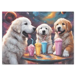 Great Pyrenees Mom and Puppies with Milkshakes Tissue Paper