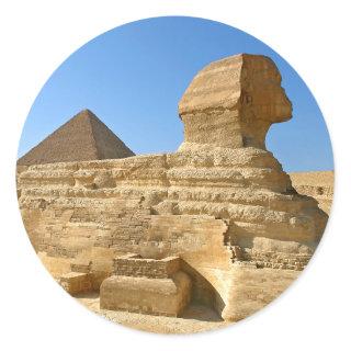 Great Sphinx of Giza with Khafre pyramid - Egypt Classic Round Sticker